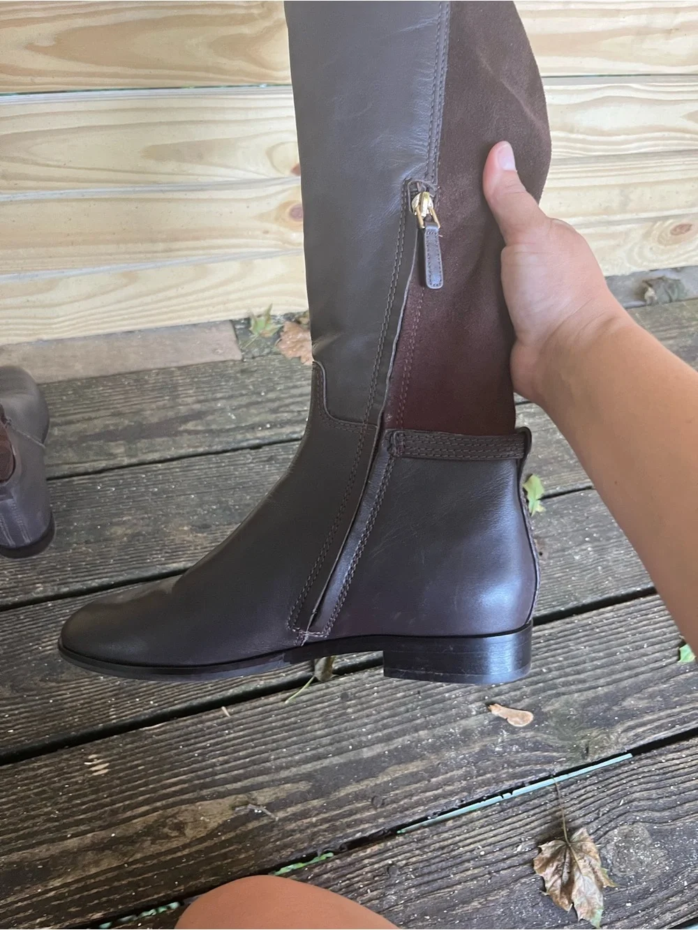 Tory Burch Wyatt Leather/Suede Over the Knee Riding Boots Brown Size 8